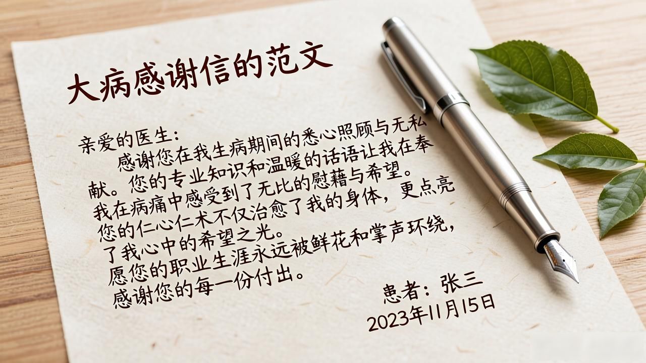 大病感謝信的范文